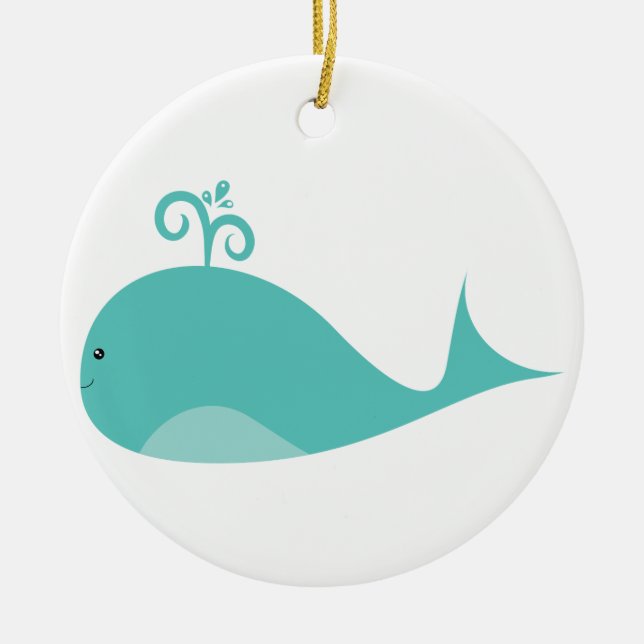 Cute Blue Whale Ceramic Tree Decoration (Front)