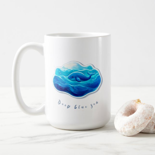 Cute Blue Whale Coffee Mug (With Donut)