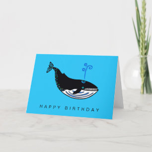 Cute Blue WHALE - Endangered animal graphic Card