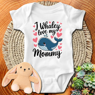 Cute Blue Whale I Whaley Love my Mummy Baby Bodysuit