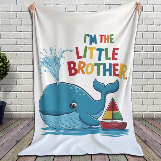 Cute Blue Whale - I'm the Little Brother Fleece Blanket (Creator Uploaded)