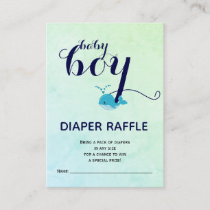 Cute blue whale ocean Diaper Raffle Baby Shower Enclosure Card