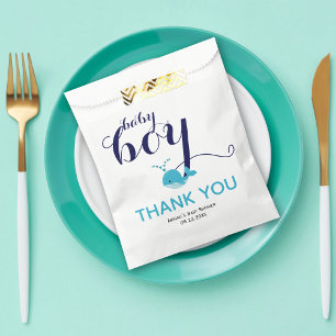 Cute blue whale ocean themed Thank You Baby Shower Favour Bag