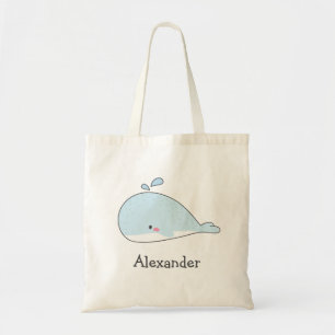 Cute Blue Whale - Personalised Kids Tote Bag