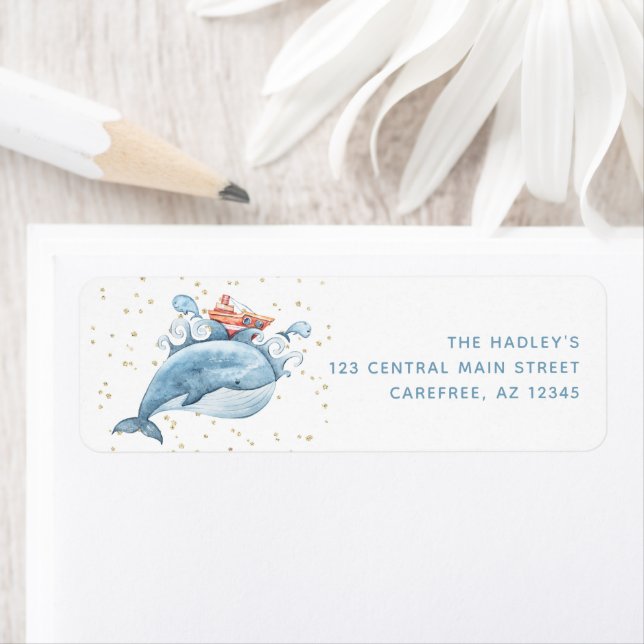 Cute Blue Whale Return Address Label (Insitu)