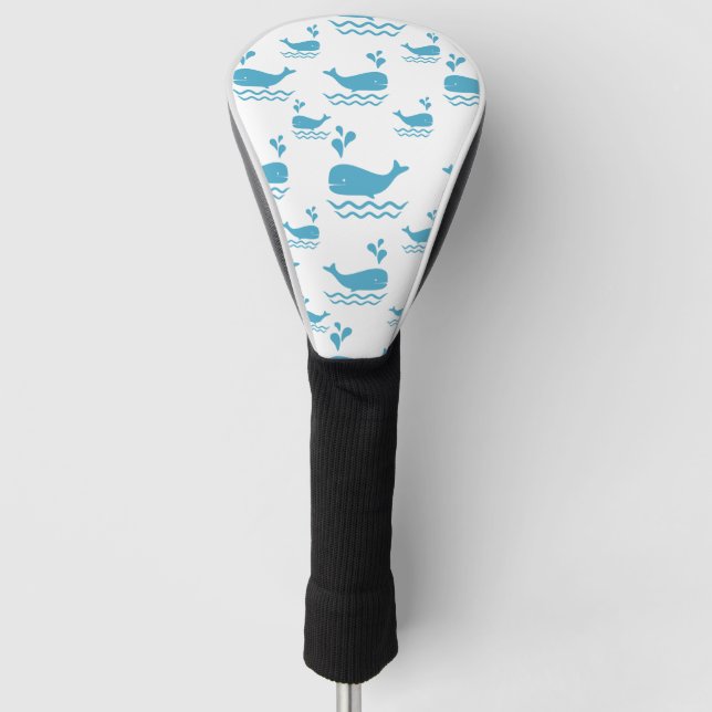Cute Blue Whale Seamless Ocean Pattern (1) Golf Head Cover (Front)