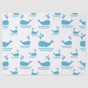 Cute Blue Whale Seamless Ocean Pattern (1) Tissue Paper