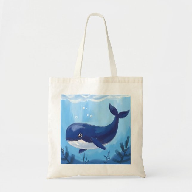 Cute Blue Whale Tote Bag  (Front)