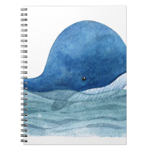 Cute Blue Whale Watercolor Illustration Notebook