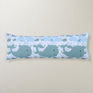 Cute Blue Whales Pattern Monogram Body Cushion