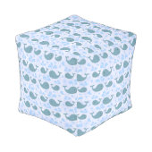 Cute Blue Whales Pattern Pouf (Angled Back)
