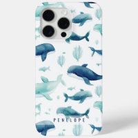 Cute blue whales personalised iPhone case