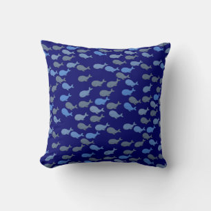 cute blue whales, sea pattern cushion
