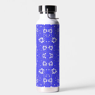 Cute blue white classic flowers pattern water bottle