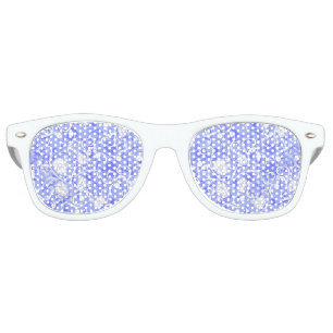 Cute blue white classical flowers pattern retro sunglasses