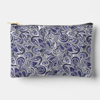 Cute blue white paisley patterns design