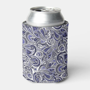 Cute blue white paisley patterns design can cooler