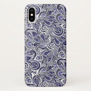 Cute blue white paisley patterns design iPhone x case