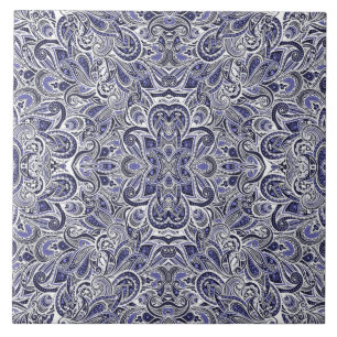 Cute blue white paisley patterns design ceramic tile