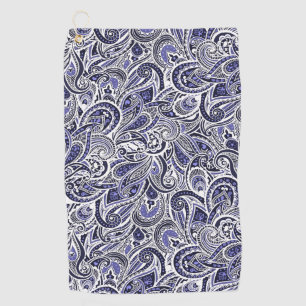 Cute blue white paisley patterns design golf towel