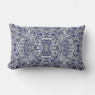 Cute blue white paisley patterns design lumbar cushion