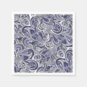 Cute blue white paisley patterns design napkin