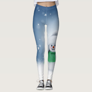 Cute Blue & White Snowman Leggins Leggings
