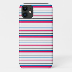 Cute blue white stripes iPhone 11 case