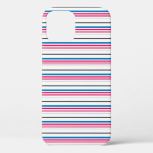 Cute blue white stripes iPhone 12 case