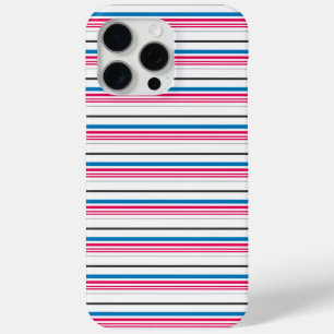 Cute blue white stripes iPhone 15 pro max case