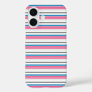 Cute blue white stripes iPhone 16 case