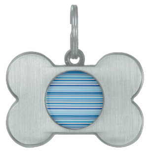 Cute blue white stripes pet ID tag