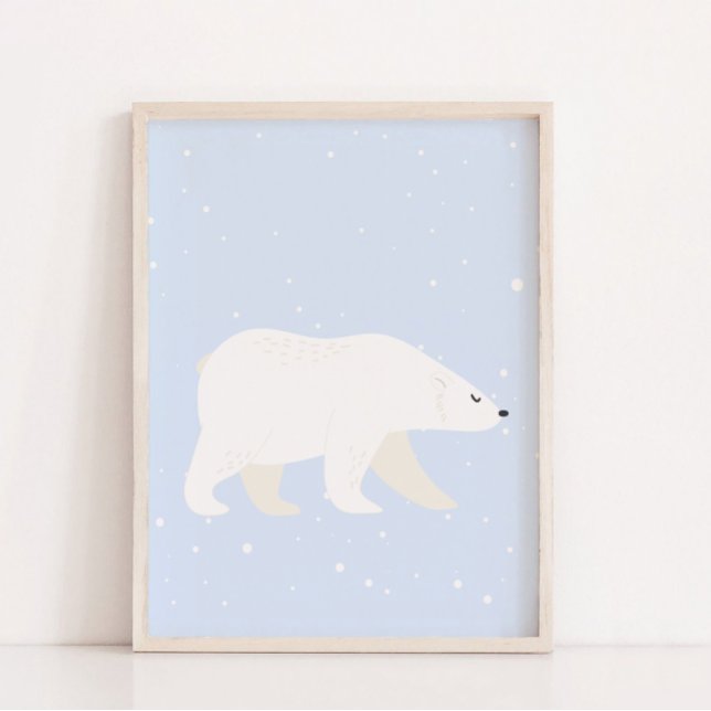 Cute Blue Winter Polar Bear Nursery Wall Decor (Cute Blue Winter Polar Bear Nursery Wall Decor)