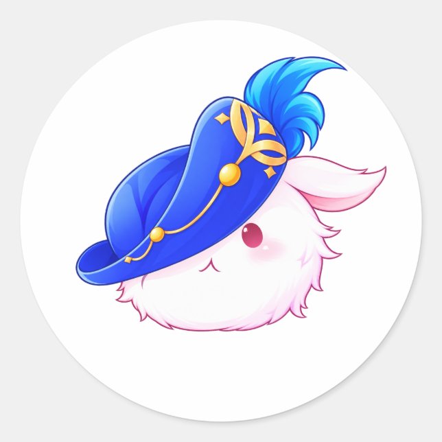 Cute Blue Wizard Bunny Sticker (Front)