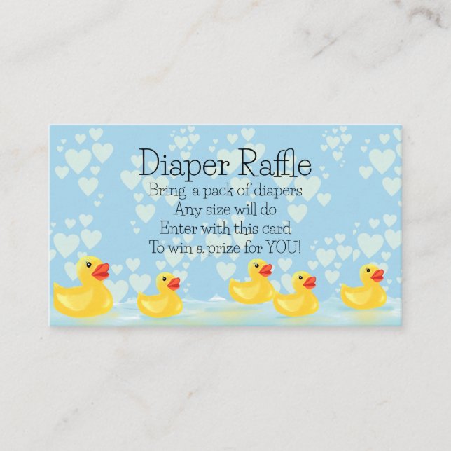 Cute Blue Yellow Rubber Duck Baby Shower Enclosure Card (Front)