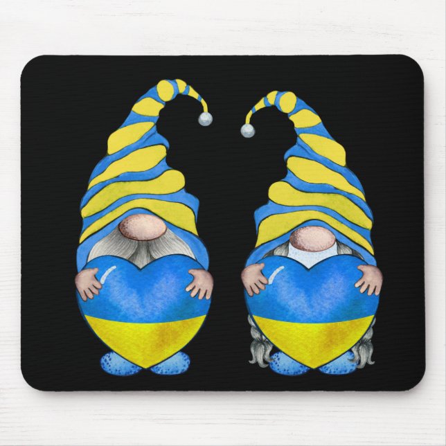 CUTE BLUE & YELLOW UKRANIAN GNOMES MOUSE PAD (Front)