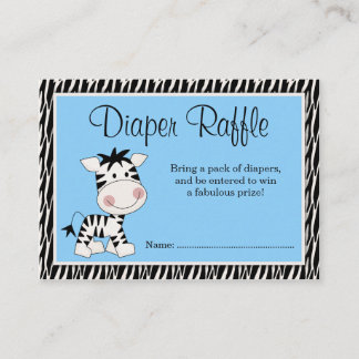 Cute Blue Zebra Baby Shower Diaper Raffle Enclosure Card