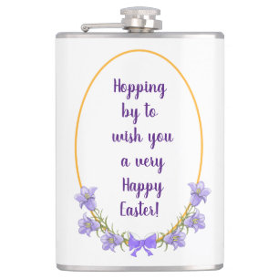 Cute Bluebell flowers holiday wreaths Easter Hip Flask