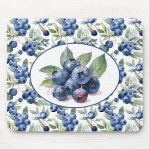 Cute Blueberries Watercolor Mouse Pad