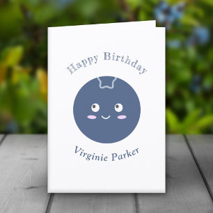 Cute Blueberry Birthday Card 