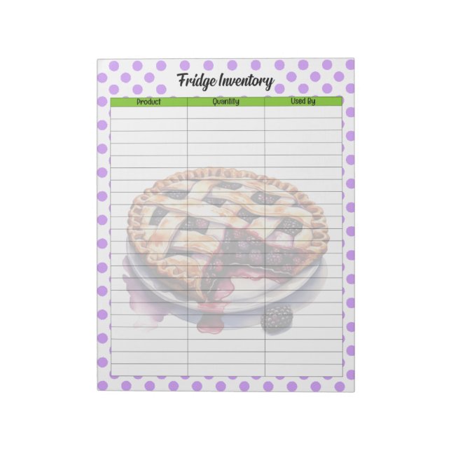 Cute Blueberry Fridge Inventory  Notepad (Rotated)