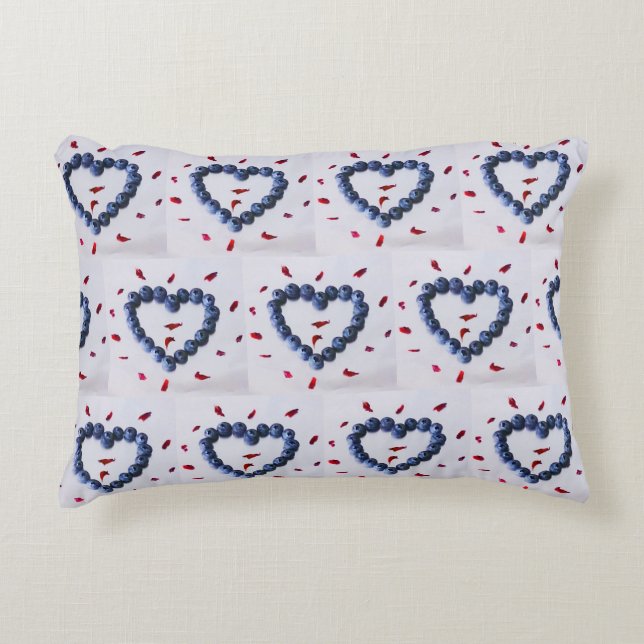 Cute blueberry hearts decorative cushion (Front)