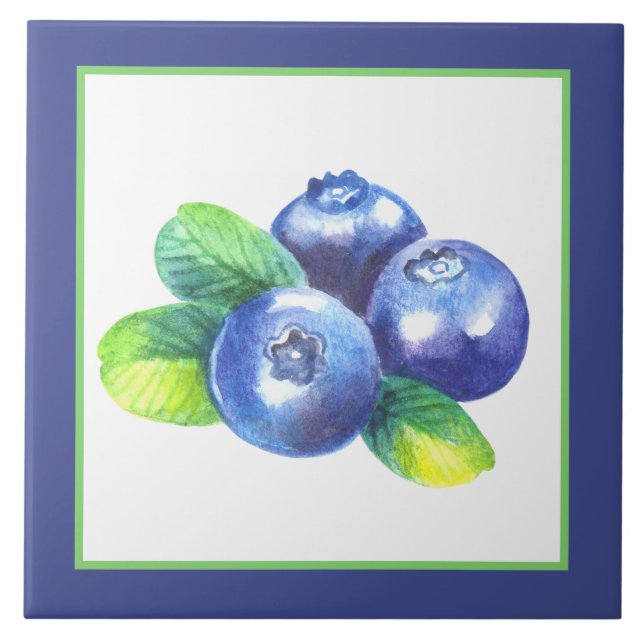 Cute blueberry lovers fruit kitchen  ceramic tile (Front)