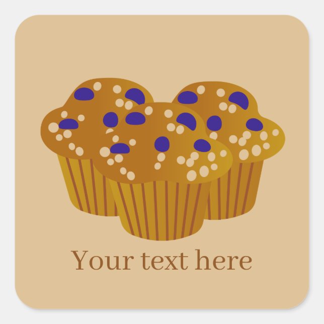 cute blueberry muffin add text  square sticker (Front)