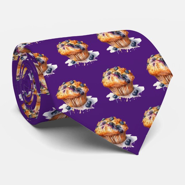 Cute blueberry muffin tiled  tie (Rolled)
