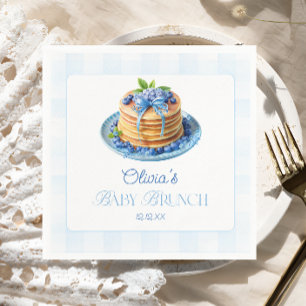 Cute Blueberry Pancake Baby Brunch Baby Shower Napkin