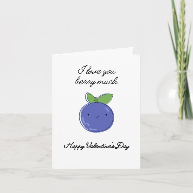 Cute Blueberry Valentine's Day Card  (Front)