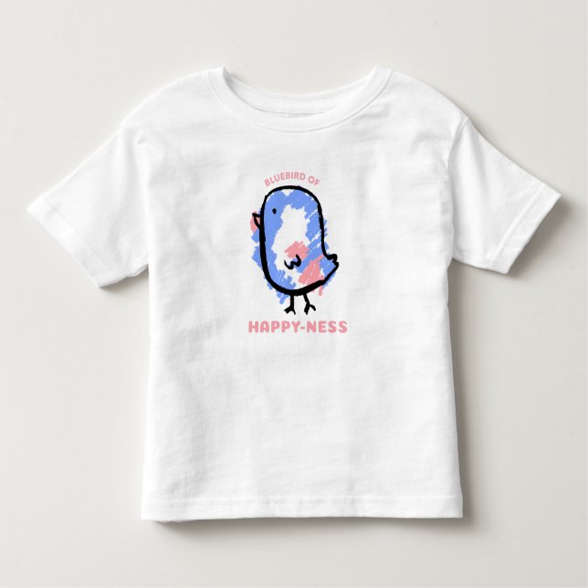 Cute Bluebird Cartoon Toddler T-Shirt (Front)