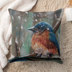 Cute Bluebird Painting Cushion
