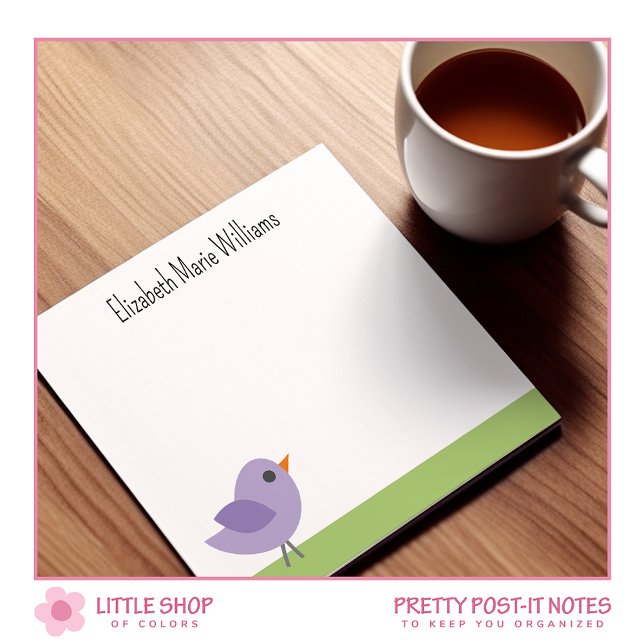 Cute Bluebird Personalised Post-it Notes (Creator Uploaded)